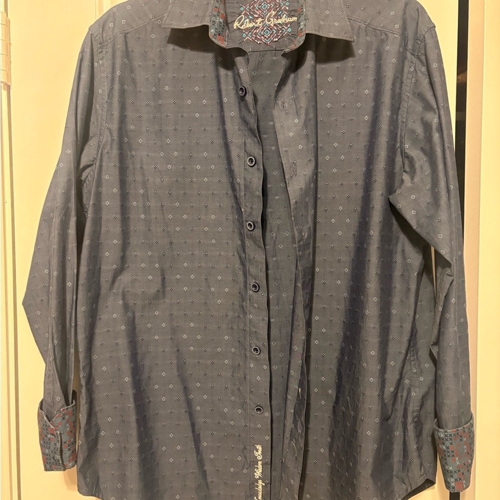 Robert Graham Blue Button Down Shirt